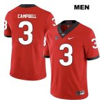 Men's Georgia Bulldogs NCAA #3 Tyson Campbell Nike Stitched Red Legend Authentic College Football Jersey PYN8054AW